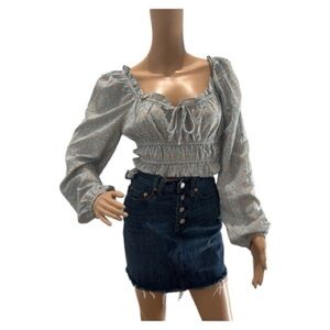 Mixed Thread Los Angeles Floral Smocked Peasant Top Size M